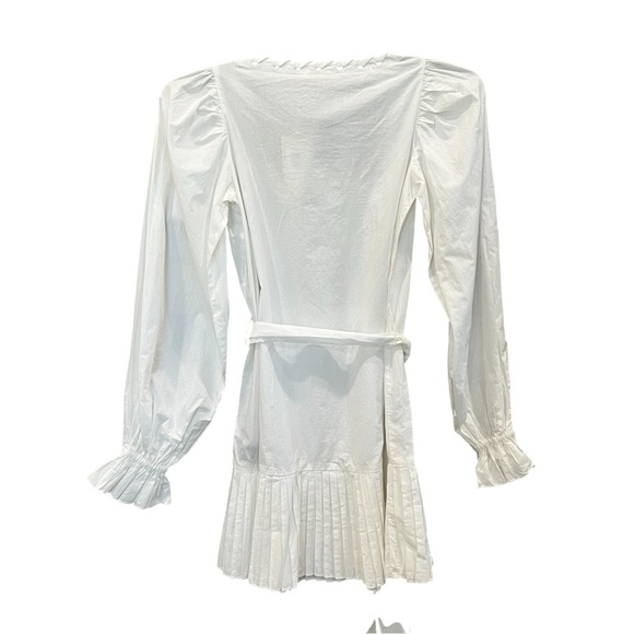 Ramy Brook Kayleigh Mini Dress Belted Ruffle Hem Cotton White XXS NWT - Picture 9 of 16